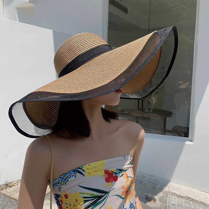 Women Sun Hat Big Eaves Waves  - огляд і ціна Bucket Hat Straw