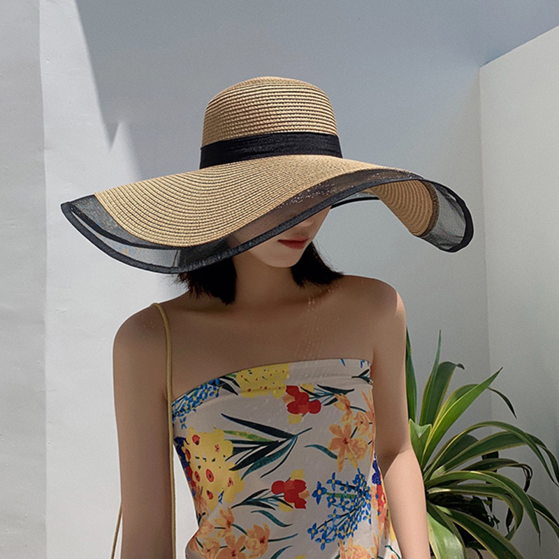 Women Sun Hat Big Eaves Waves  - огляд і ціна Bucket Hat Straw